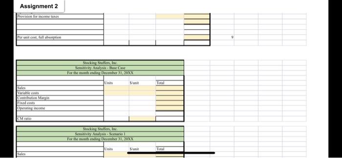 ending 8. Based on the targed profit, prepare an income statemem using