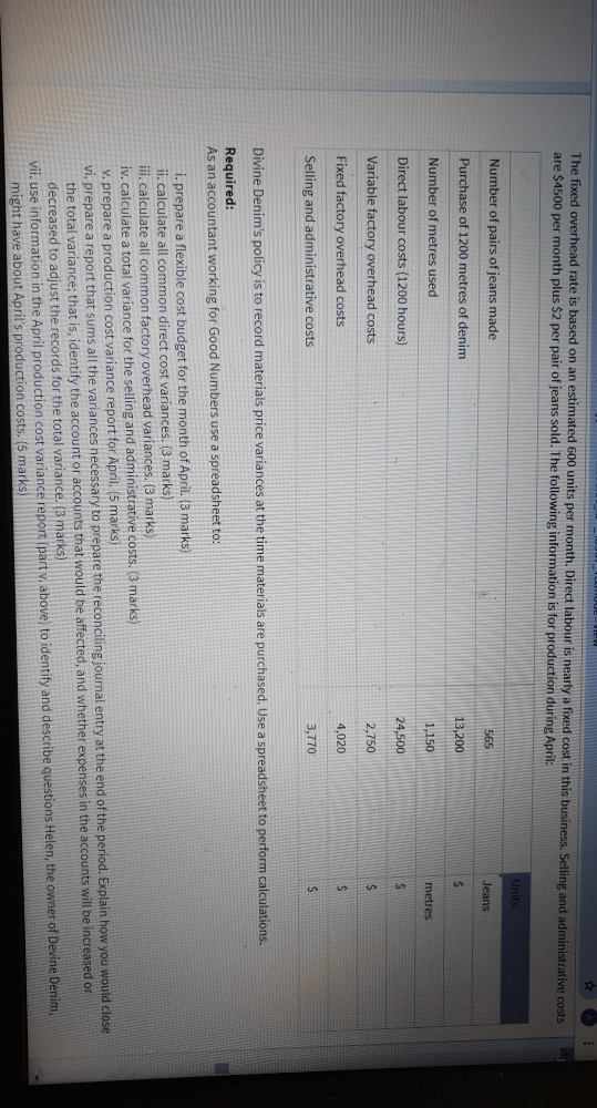 been using a standard cost system developed by Good Numbers and calculates