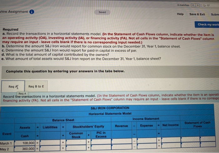  3 matches Q-17 wiew Assignment Saved Help Save & Exit Subm