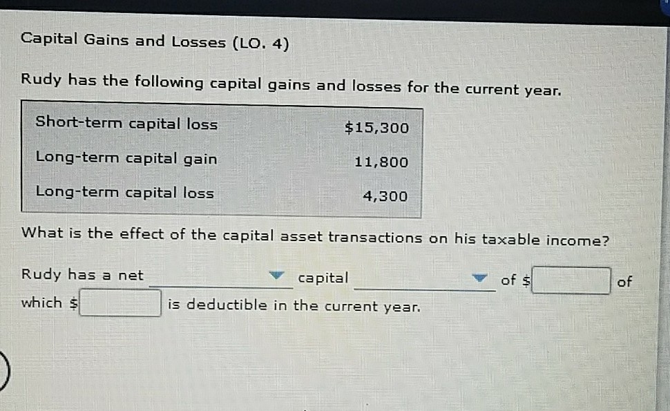 drop down 1: long-term or short-term 2nd drop down: gain or