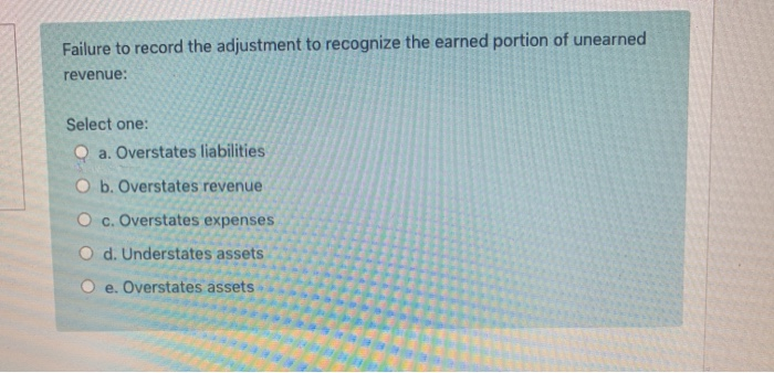  Failure to record the adjustment to recognize the earned portion of