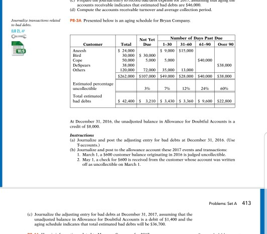 Please help solve P8-3A I have attached a sample answer sheet thank