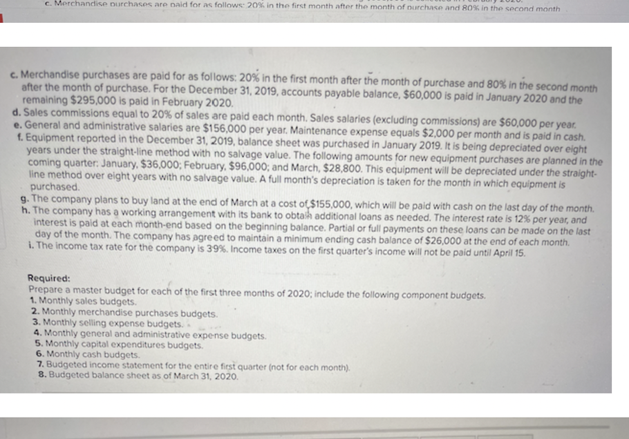 Merchandising: Preparation of a complete master budget LO P4 Near the end