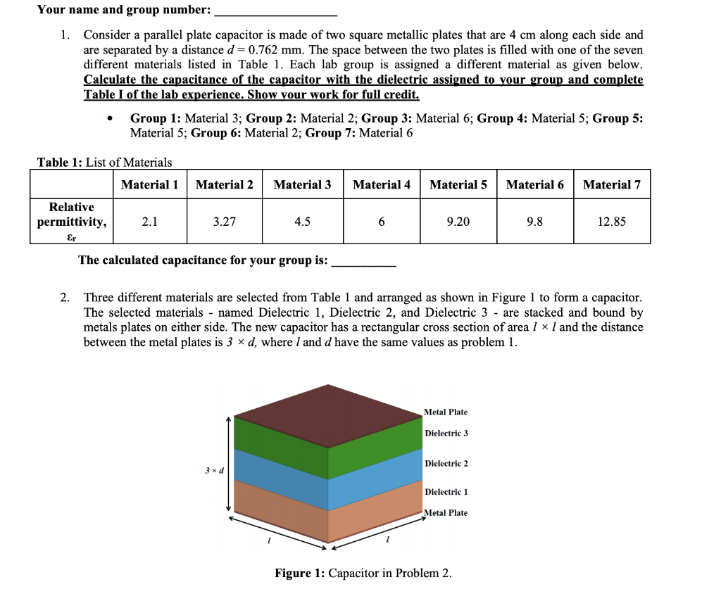 please do this for group #1, include all tables filled out please.