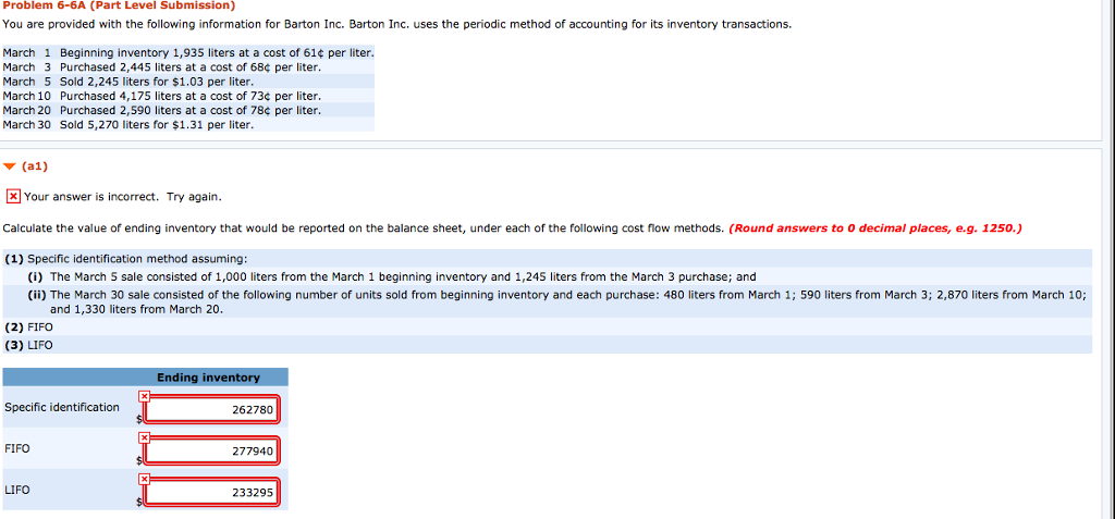 Problem 6-6A (Part Level Submission) You are provided with the following