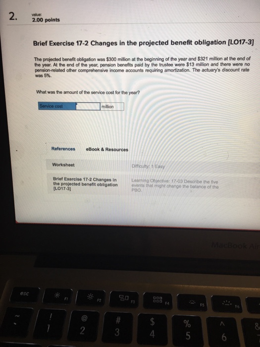  2. vetae value 2.00 points Brief Exercise 17-2 Changes in the