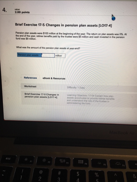 projected benefit obligation [LO17-3] The projected benefit obligation was $300 million at