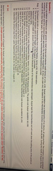  PULL SCREEN PRINTER VERSION 4 BACK NEXT Question 1 Ayayal Liquidation