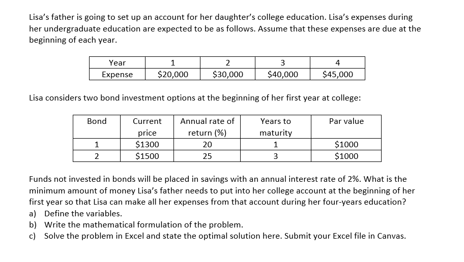  I need at least a screenshot for the excel solution Lisa's