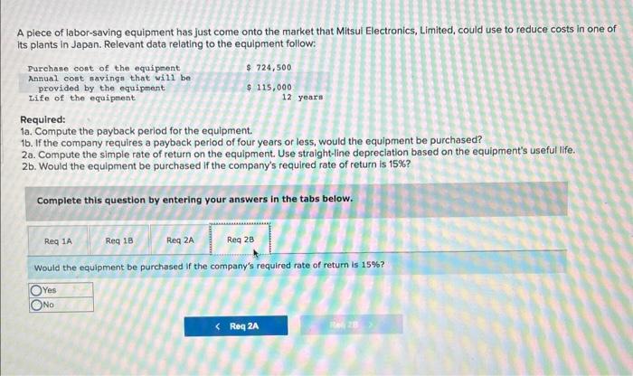 on the equipment. Use straight-line depreciation based on the equipment's useful life.