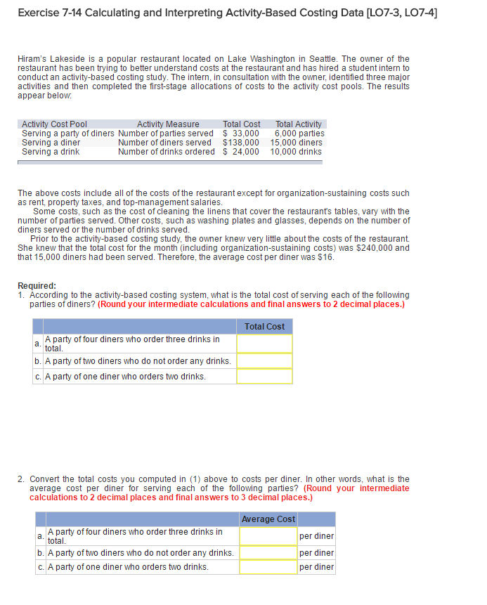 Please help me Calculating and Interpreting Activity-Based Costing Data [LQ7-3, LQ7-4] Hiram's