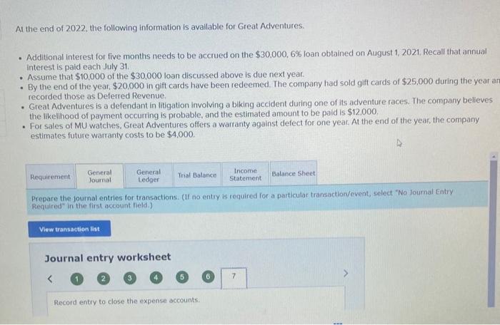 needs to be accrued on the $30,000,6% loan obtained on August 1,