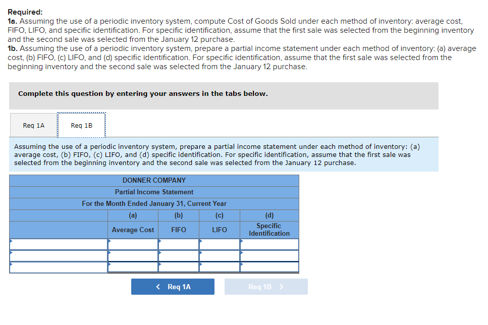 the records of Donner Company showed the following for a particular item
