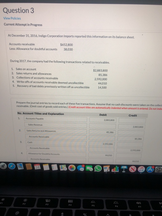  Question 3 View Policies Current Attempt in Progress At December 31,
