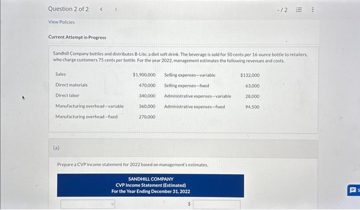  Homework: Chapter 13 Question 2 of 2 $ s Current Attempt
