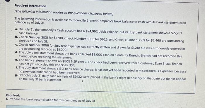 thank you so much for your help. Requlred Information [The following information