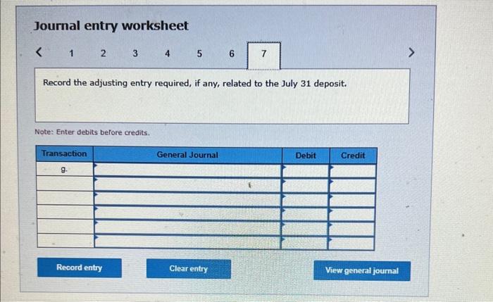 in the accounting records as $1,200. d. The July bank statement shows