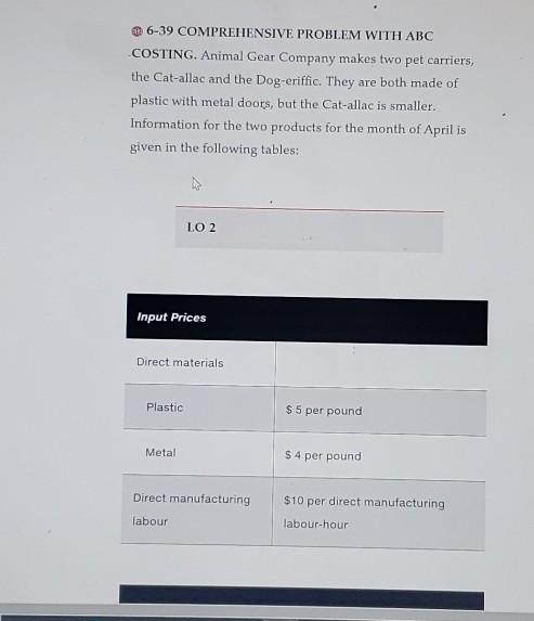 here's the information from the previous question only solve question 40 6-39