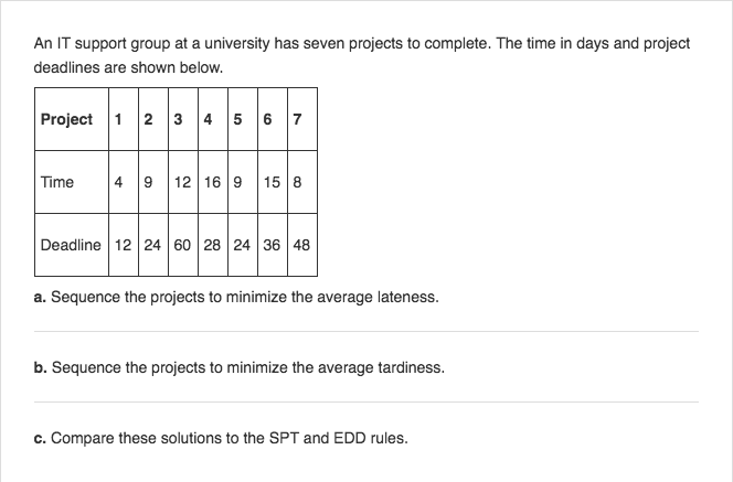  Provide an Answer in MS Excel? An IT support group at