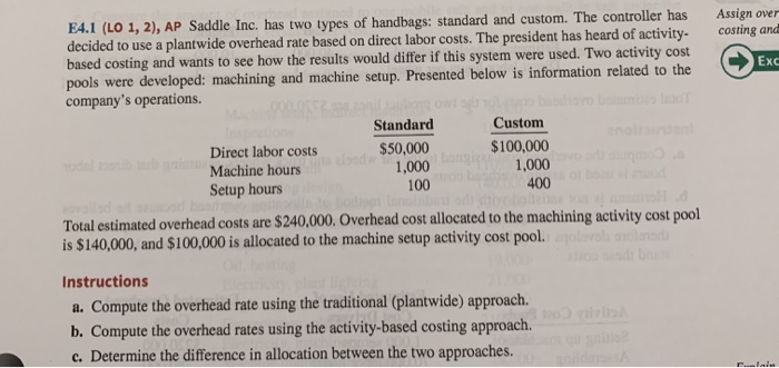 Exercise 4.1 and 4.3 Assign oven costing and Ex E4.1 (LO 1,