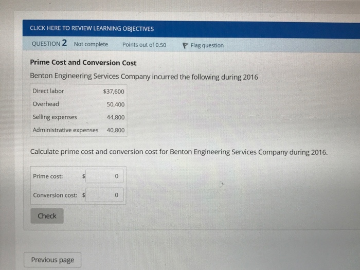  CLICK HERE TO REVIEW LEARNING OBJECTIVES QUESTION 2 Not complete Points