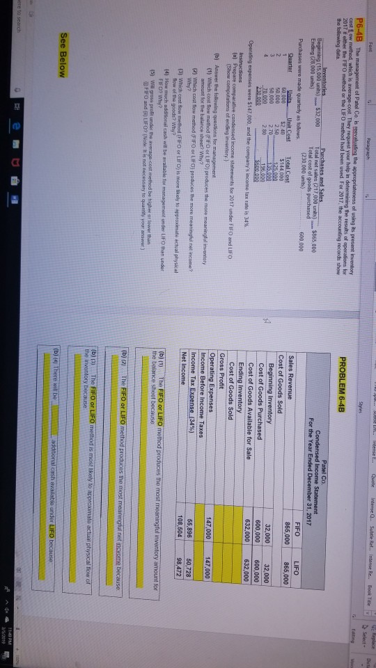 of using its present inventory 2017 if either the FIFO method