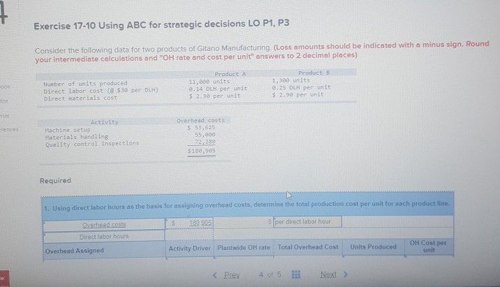  Exercise 17-10 Using ABC for strategic decisions LO P1, P3 Consider