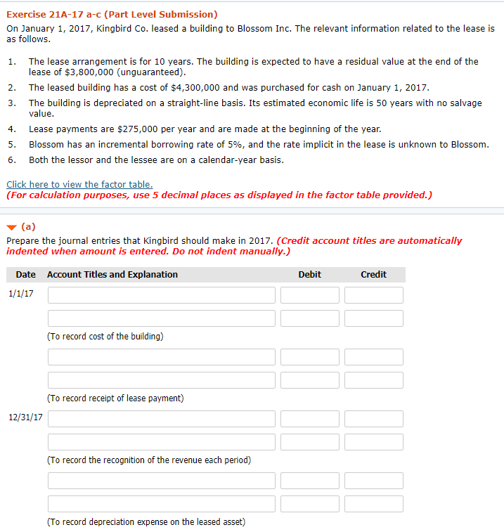 i need help solving this question please Exercise 21A-17 a-c (Part Level