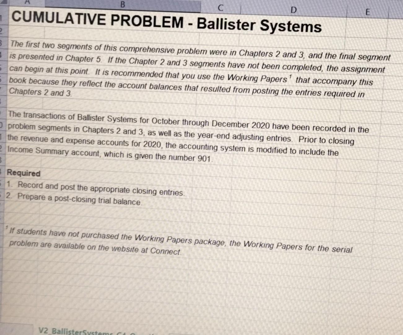 CUMULATIVE PROBLEM - Ballister Systems The first two segments of this