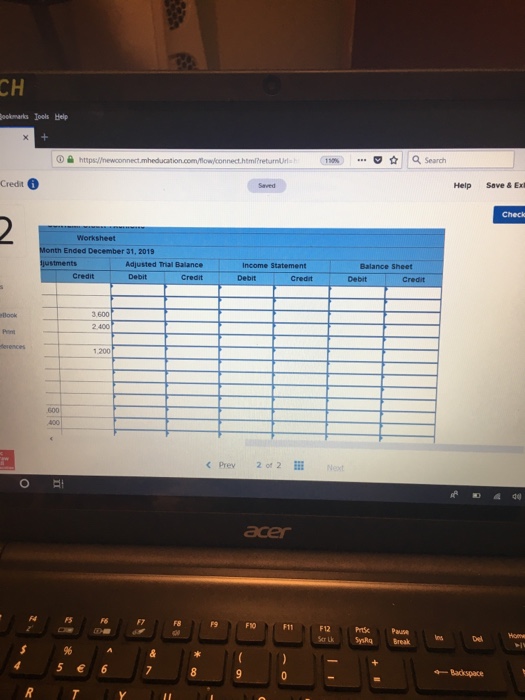 b. Expired insurance, $2.400 c. Depreciation expense for machinery $1,200 Required: 1.