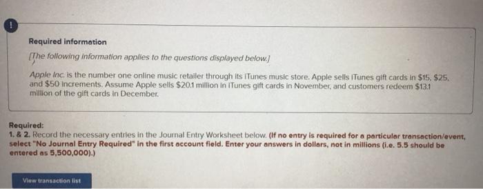  View transaction list Journal entry worksheet