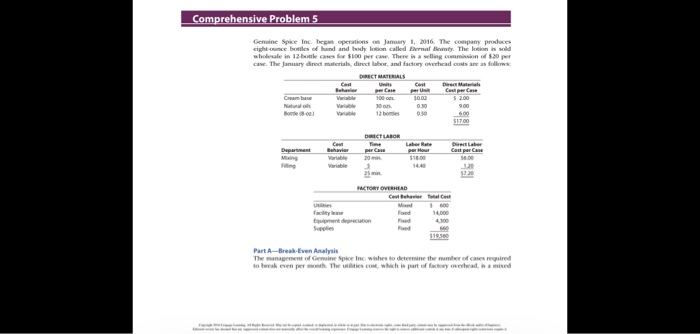 Comprehensive problem 5 Comprehensive Problem 5 Genuine Spice Inc. began operations on