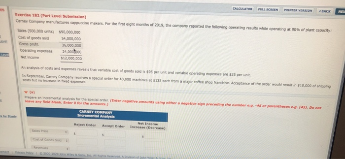  CALCULATOR FULL SCREEN PRINTER VERSION BACK NEC Exercise 182 (Part Level