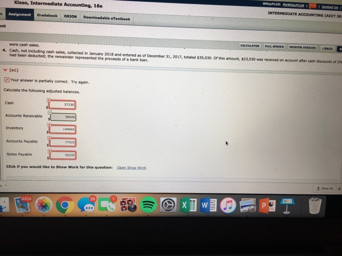 Submission) The current assets and current liabilities sections of the balance sheet