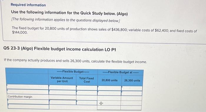  Required information Use the following information for the Quick Study below.