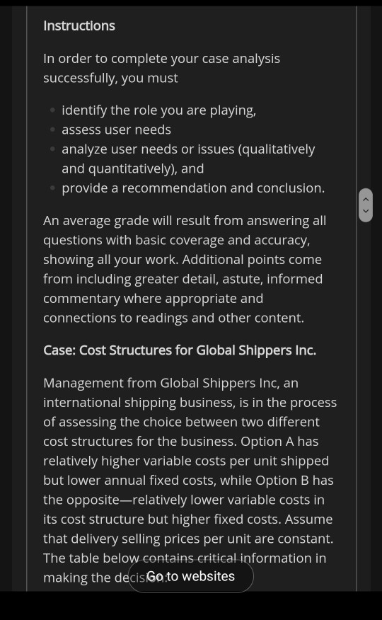 Instructions In order to complete your case analysis, successfully, you must