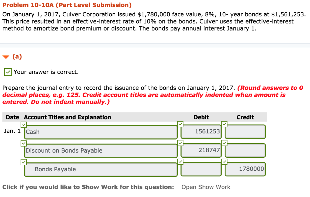 can someone help me this question? Problem 10-10A (Part Level Submission) On