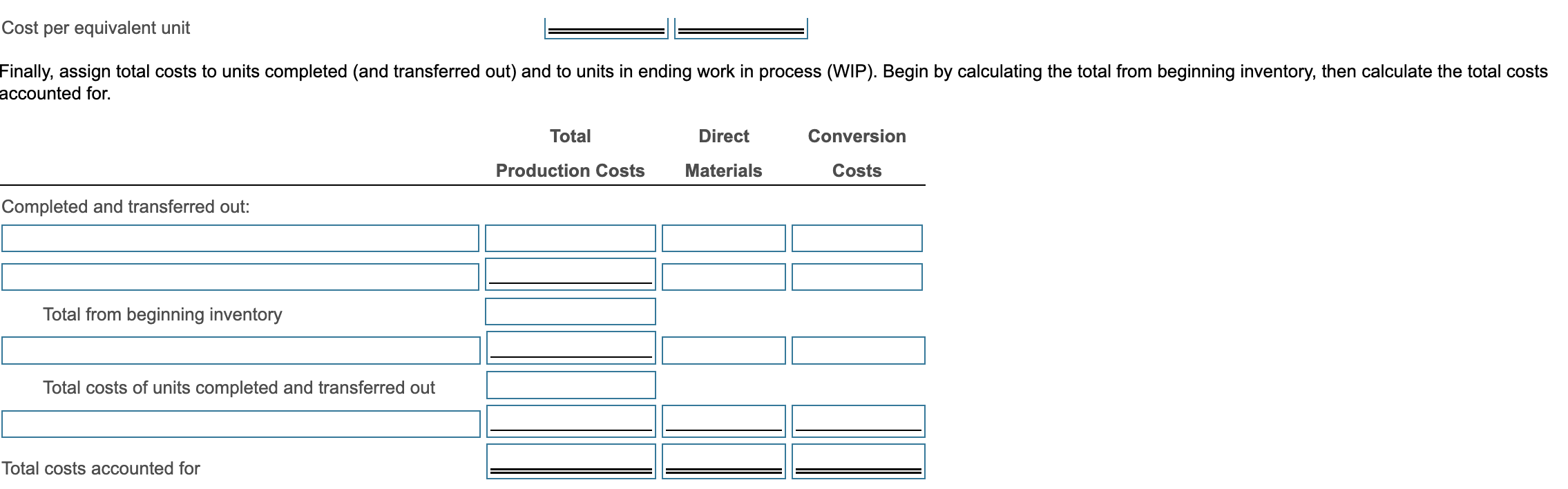 the icon to view the work-in-process information.) The company completed 40,000 units