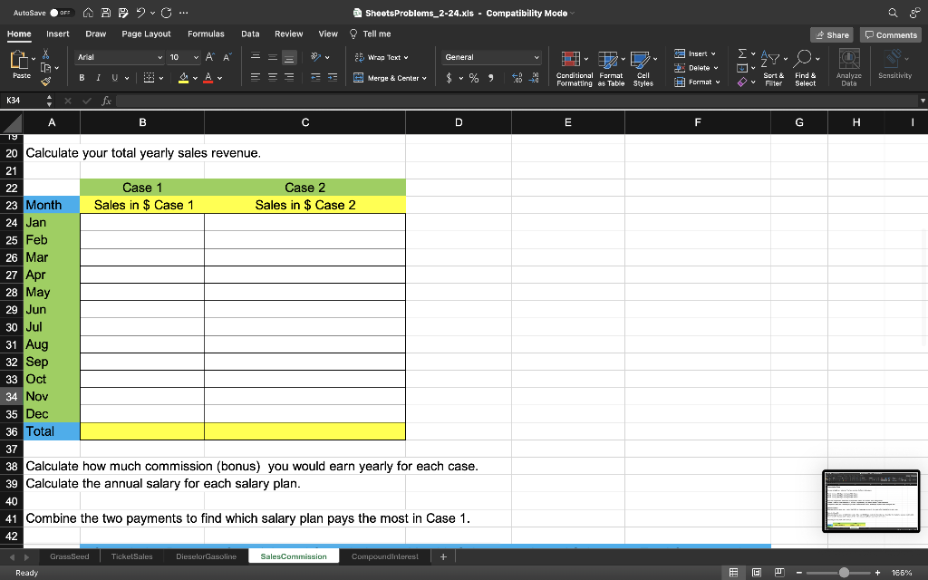 me Home Insert Draw Page Layout Formulas Data Review Share Comments Arial