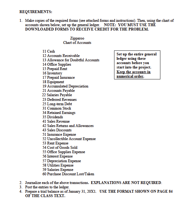 entries to the ledger. 4. Prepare a trial balance as of January
