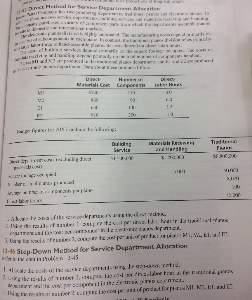  Step down method for service deparment allocation: Problem 46 only Kazuo