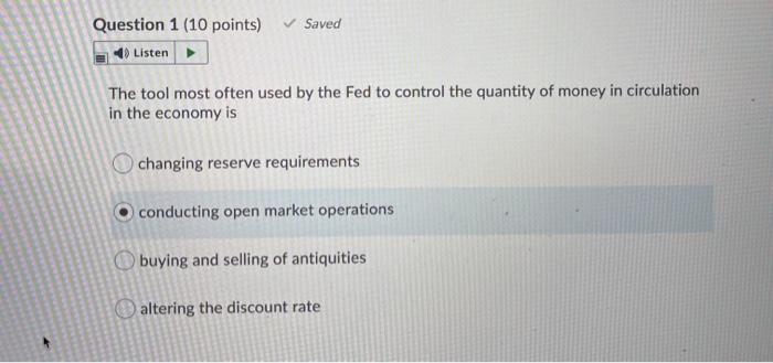  Saved Question 1 (10 points) Listen The tool most often used