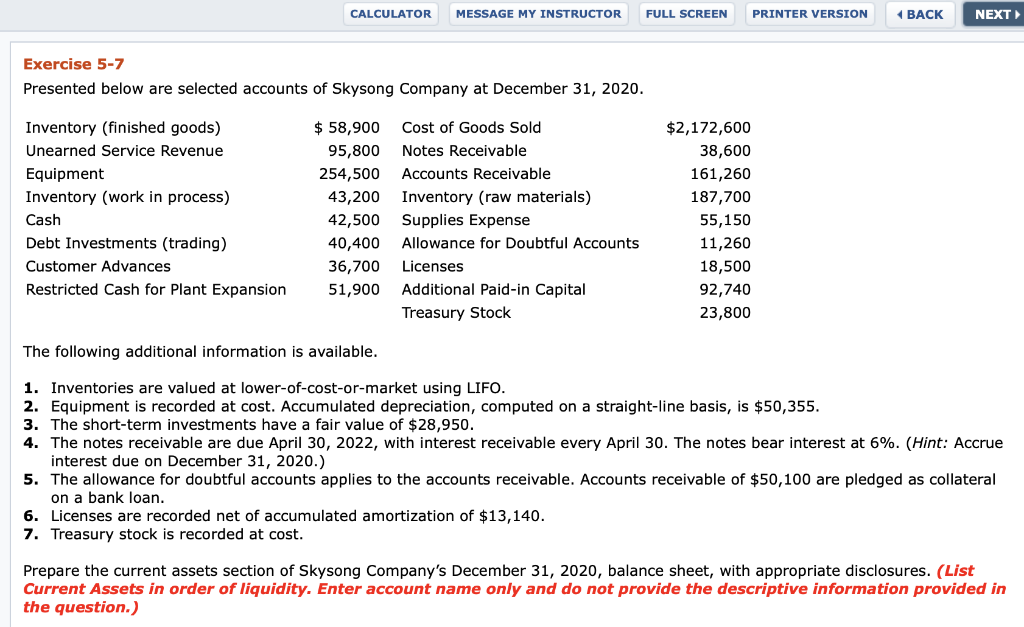  CALCULATOR MESSAGE MY INSTRUCTOR FULL SCREEN PRINTER VERSION BACK NEXT Exercise