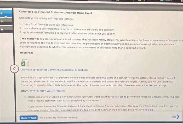  Completing this activity will help you learn to: 1. create Excel