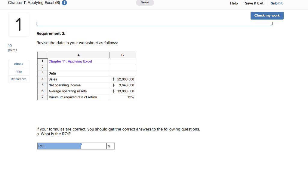  Chapter 11 Applying Excel (B) Saved Help Save & Exit Sbmit