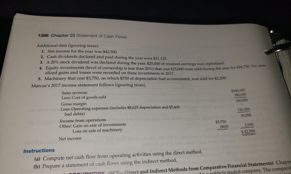 and Net Cash Flow from Operating Activities, Direct Method) Comparative tion for