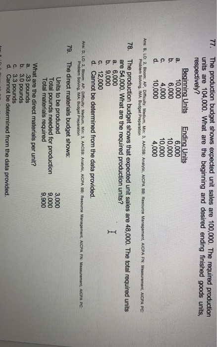 Beginning inventory in units 1,200 Sales budgeted for the quarter 426,000 Capacity