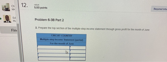 the questions displeyed below Ed Mc At the beginning of June, Circuit