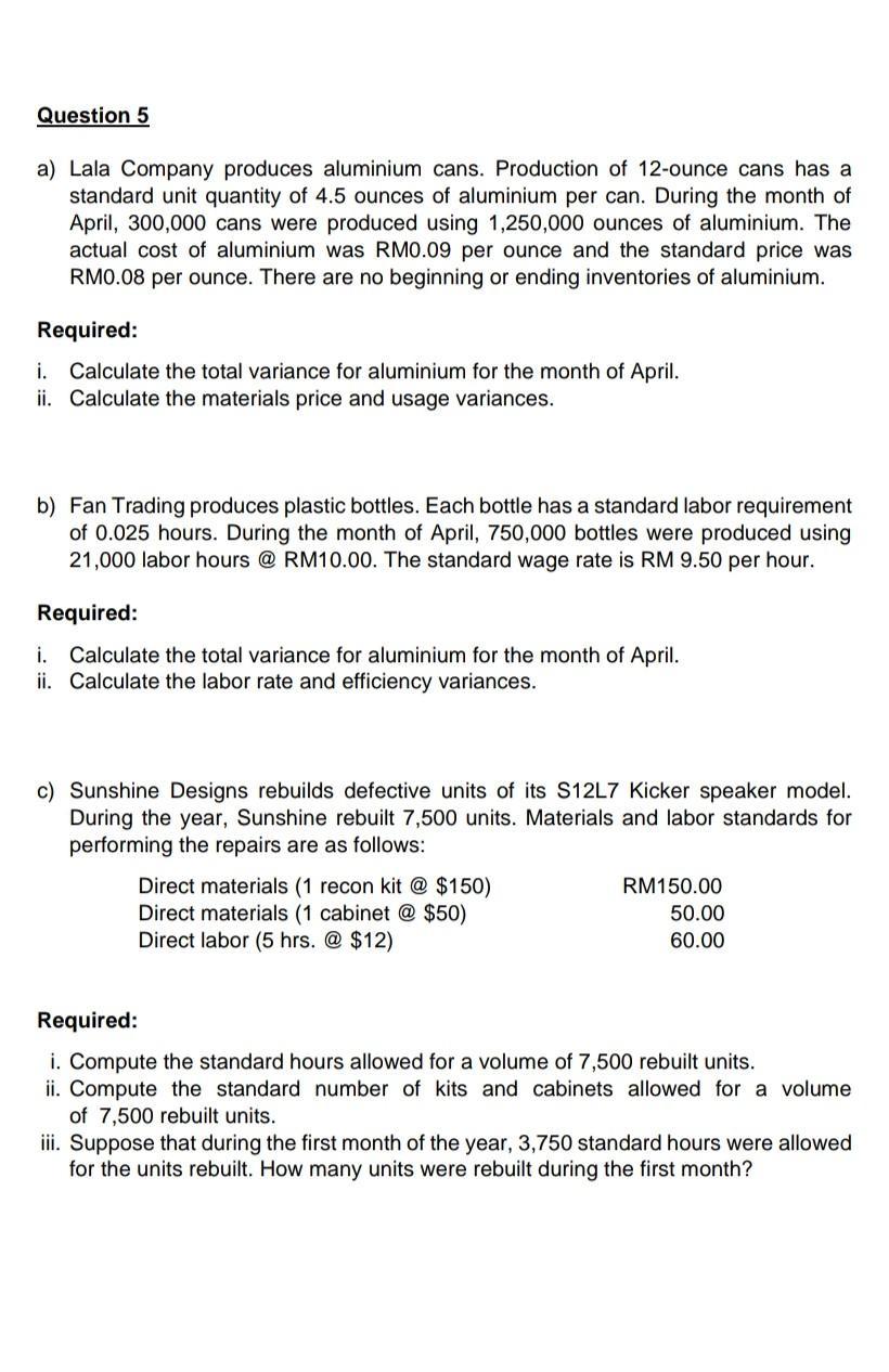 Company expects to sell 28,700 units at RM32 each. King's controller provided