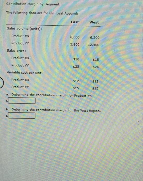 Please explain how this is done in detail. Contribution Margin by Segment